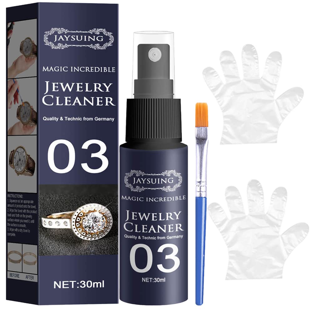 WOLFGROD Jewelry Cleaner Spray - Diamond-Shine Solution for Rings, Necklaces & Bracelets | Safe for Gold, Silver & Gemstones | Quick & Easy Cleaning at Home or Travel