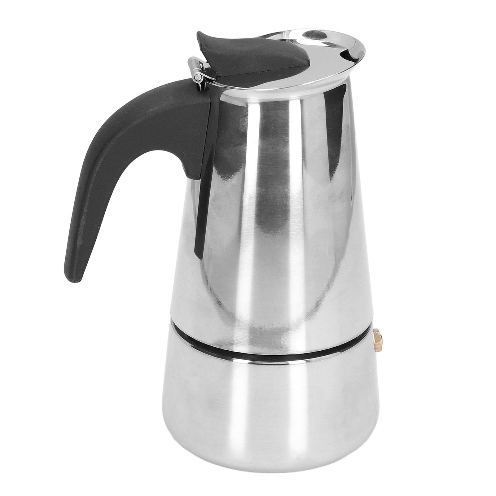 Italian Style Stovetop Moka Pot - 200ml (No. 4) with Insulated Plastic Handle for Classic Espresso & Cuban Coffee Brewing | Perfect for Home, Office & Camping Use