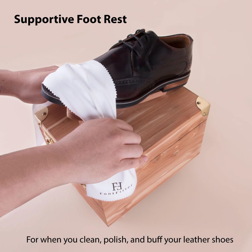 Premium Leather Shoe Shine & Suede Cleaning Kit with Cedar Valet Box - Includes Polish Creams, Brushes & Shoe Care Tools for Men & Women - Perfect for Home, Office & Travel Shoe Maintenance
