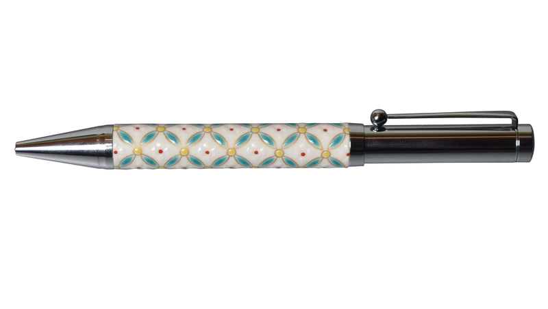 Kutani Yaki Japanese Traditional Porcelain Ballpoint Pen - SIPPOUHANABISHI - Elegant Writing Instrument for Office, Gift, and Collectors