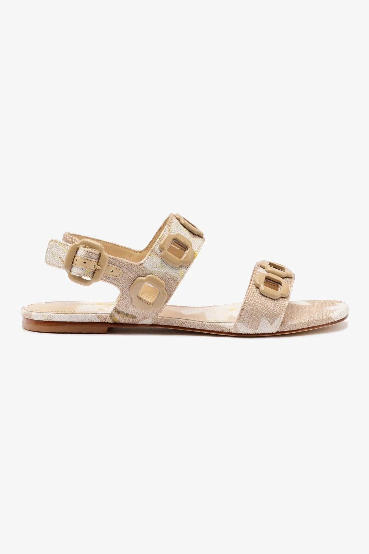Milan Flat Sandals for Women - Beige Woven Raffia Summer Slides - Comfortable Beach Sandals for Vacation, Poolside & Casual Outings