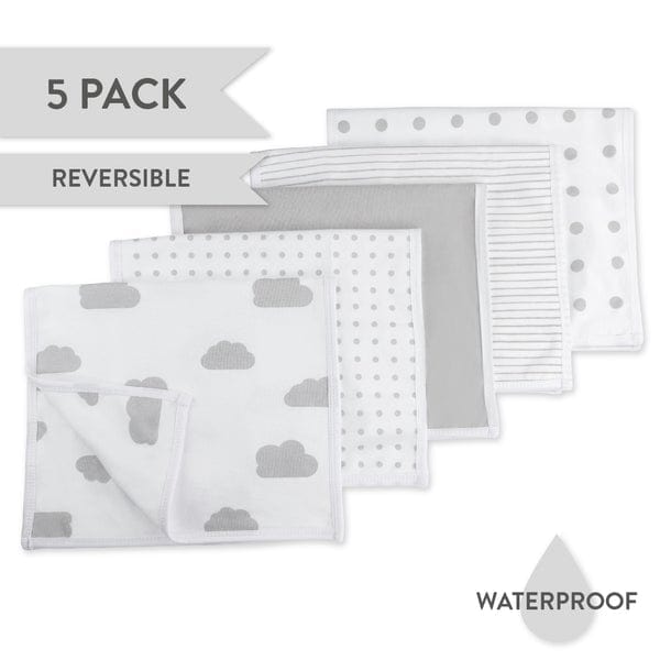 Elys & Co Ultra Soft Waterproof Burp Cloths for Babies - 5 Pack Absorbent Spit-Up Bibs for Newborns & Infants - Perfect for Feeding, Nursing, and On-the-Go Use