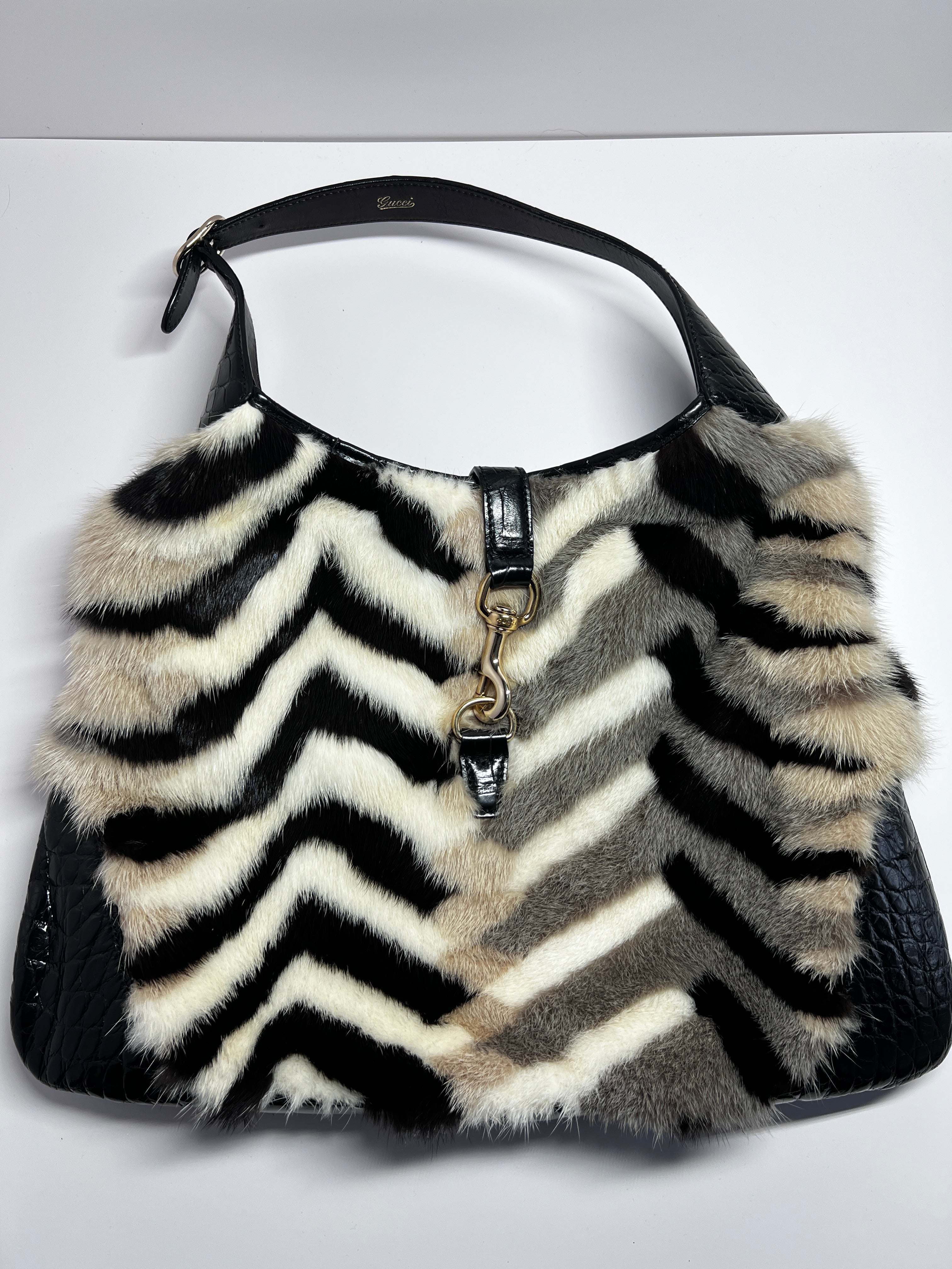 Vintage Gucci Jackie Bag in Mink & Crocodile Leather - Luxury Designer Handbag for Women, Perfect for Parties, Date Nights & Special Occasions