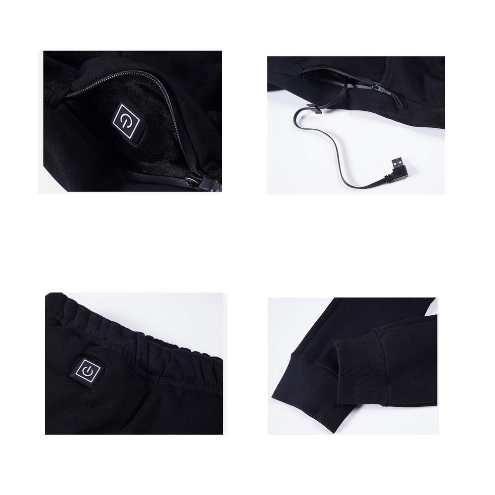 USB Electric Heated Thermal Underwear Set - Insulated Long Sleeve Shirt & Pants for Men/Women - Washable Winter Heating Clothes (Battery Not Included) - Perfect for Skiing, Hiking & Outdoor Activities in Cold Weather