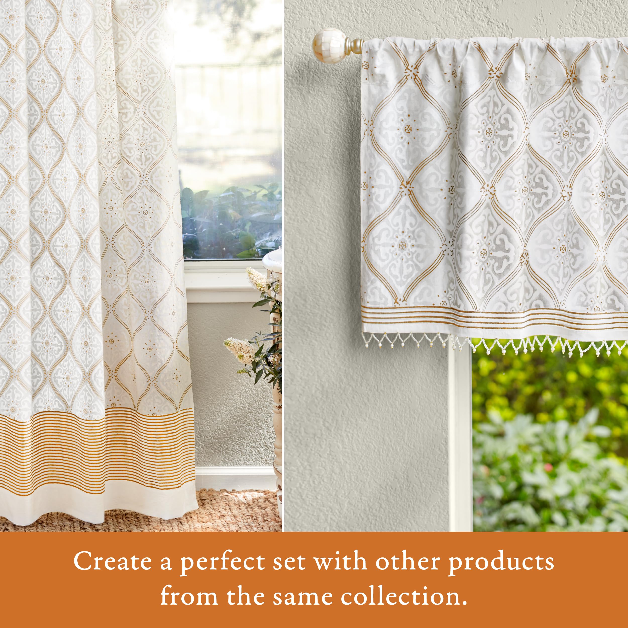 Luxury 100% Cotton Hand Block Printed Rectangle Tablecloth - White Vanilla Glacé, Washable & Durable for Home Decor, Kitchen, Coffee or Dining Table (70x120 Inches) | Perfect for Dinner Parties, Brunch Gatherings & Holiday Decorations