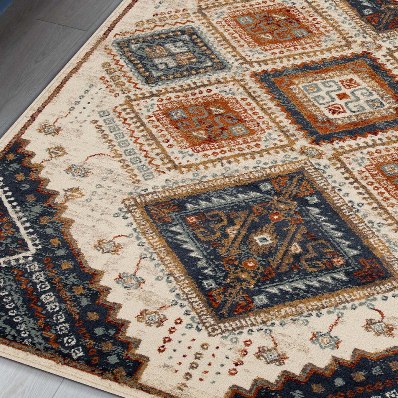 Stylish Poway Geometric Medallion Indoor Area Rug - Non-Slip Living Room Carpet for Home Decor, Bedroom & Office