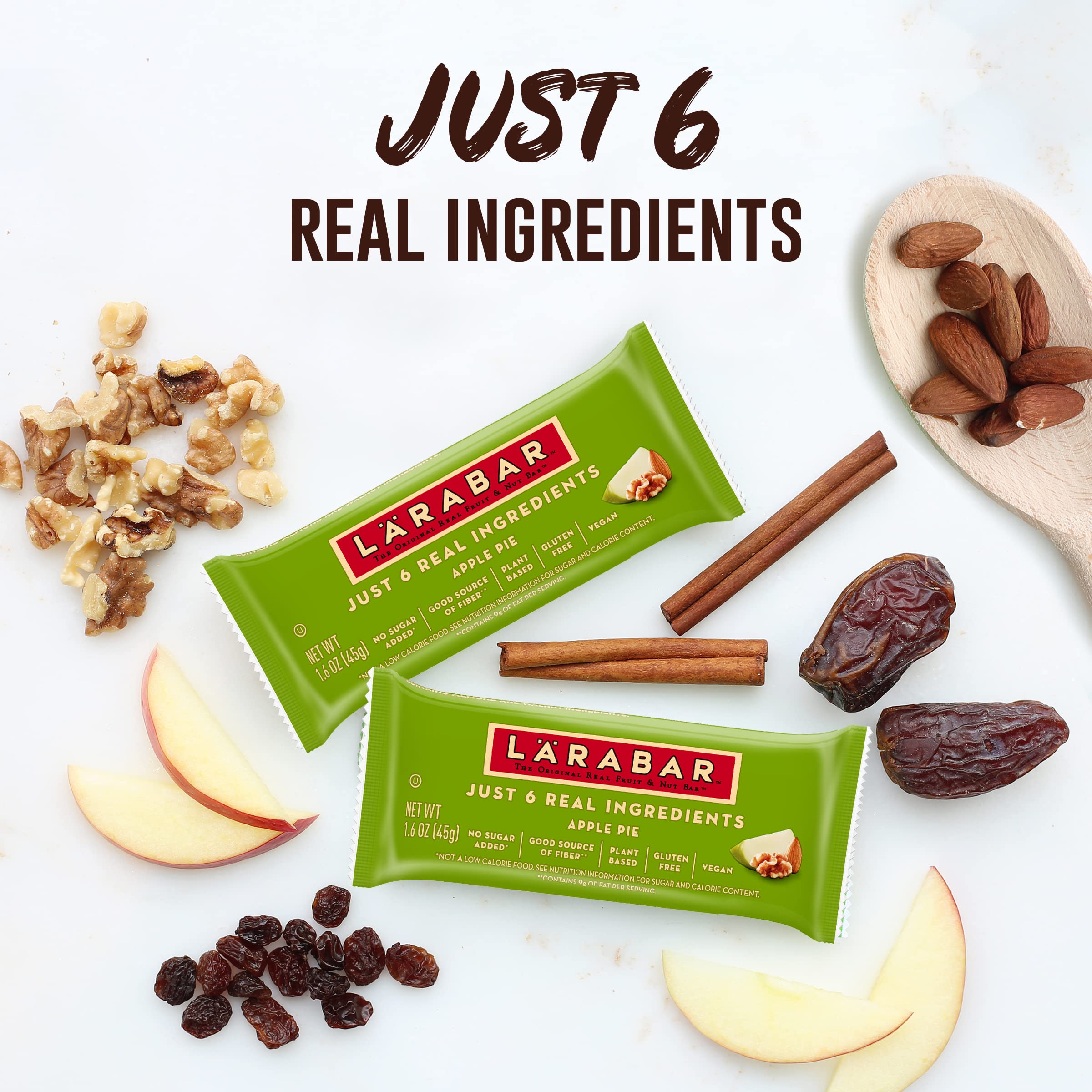 Larabar Apple Pie Gluten Free Vegan Snack Bars - 16 Pack (1.6 oz Each) | Organic Fruit & Nut Energy Bars for Hiking, Travel & Healthy On-the-Go Snacking