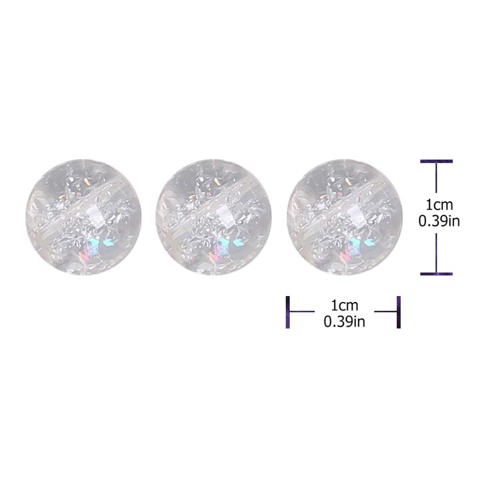 ARTIBETTER 40Pcs 10mm Round Jade Crystal Beads - Loose Quartz Gemstone Crackle Glass Beads for Jewelry Making, Necklaces & Bracelets (White) | DIY Craft Supplies & Handmade Jewelry Accessories