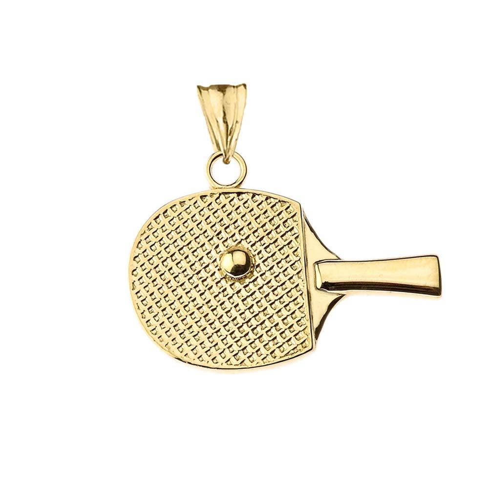 14K Yellow Gold Tennis Racket and Ball Charm Pendant Necklace for Women - Elegant Sports Jewelry Gift for Athletes, Tennis Lovers, and Graduation