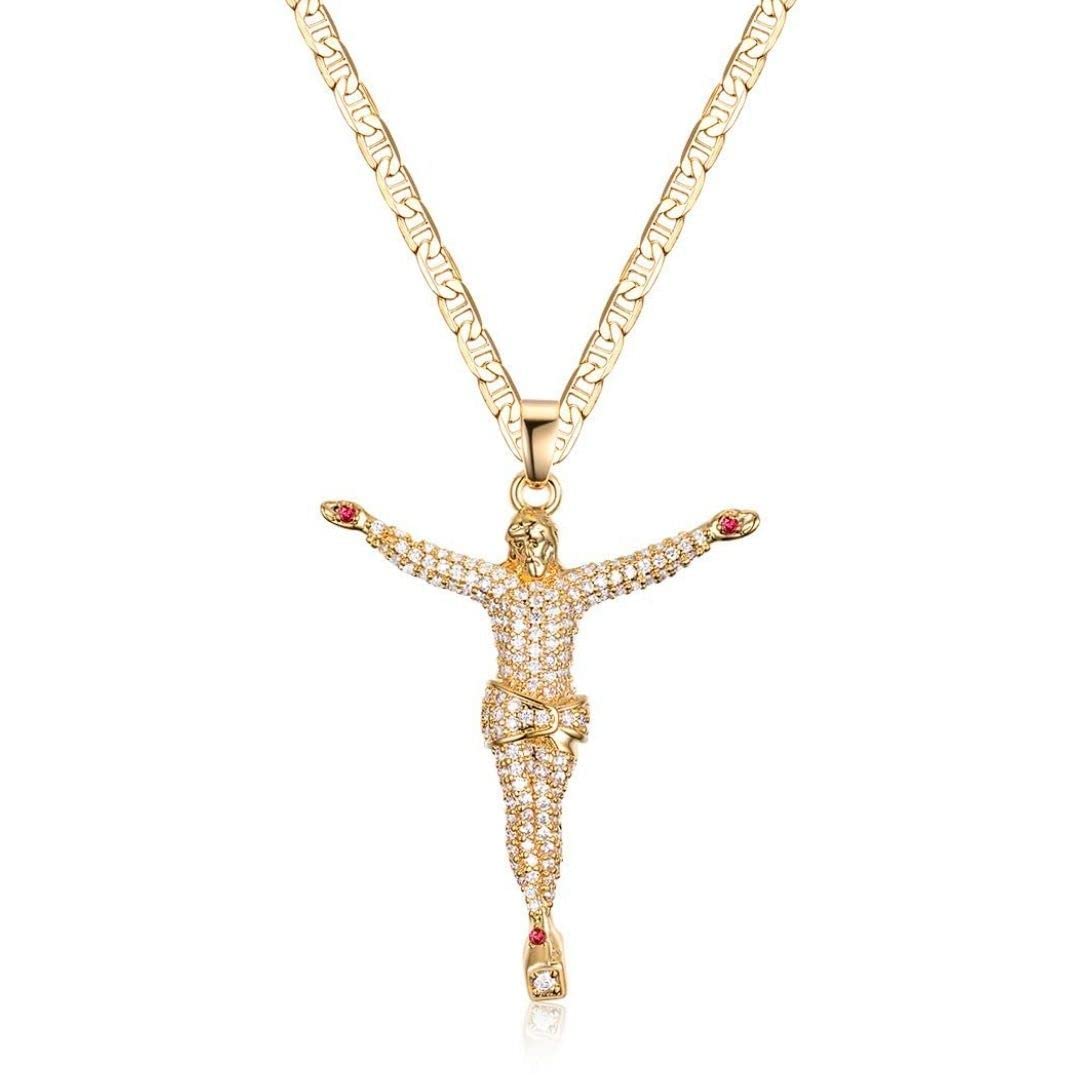 18K Gold Plated Crystal Crucifix Necklace for Women - Elegant Religious Jewelry Gift