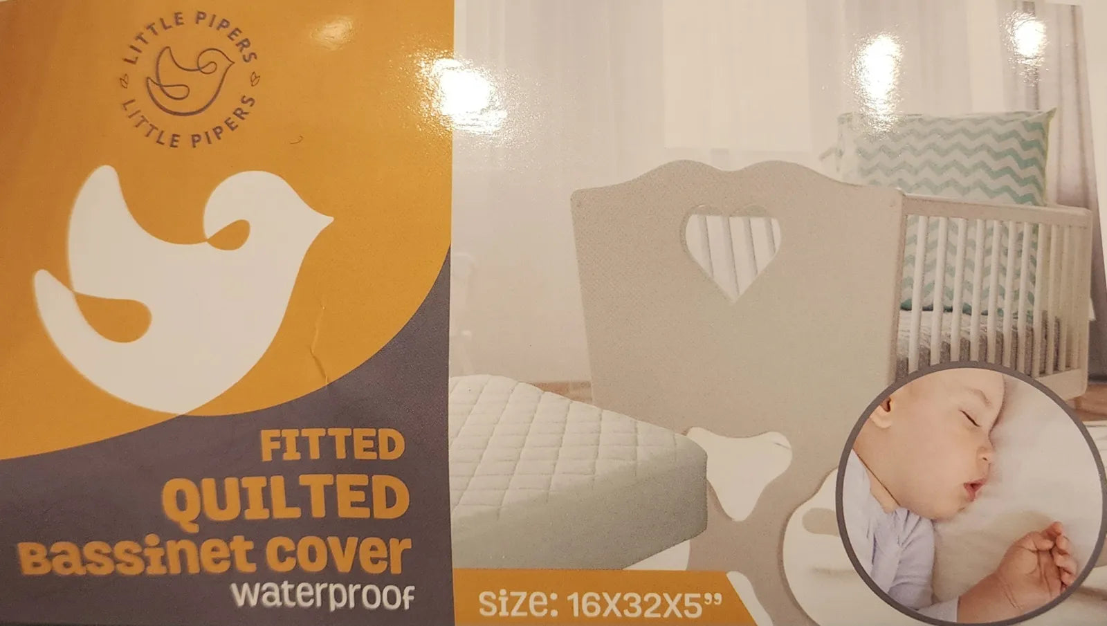 Little Pipers Waterproof Fitted Quilted Bassinet Cover - Soft & Breathable Crib Mattress Protector for Baby Nursery, Travel & Daycare Use