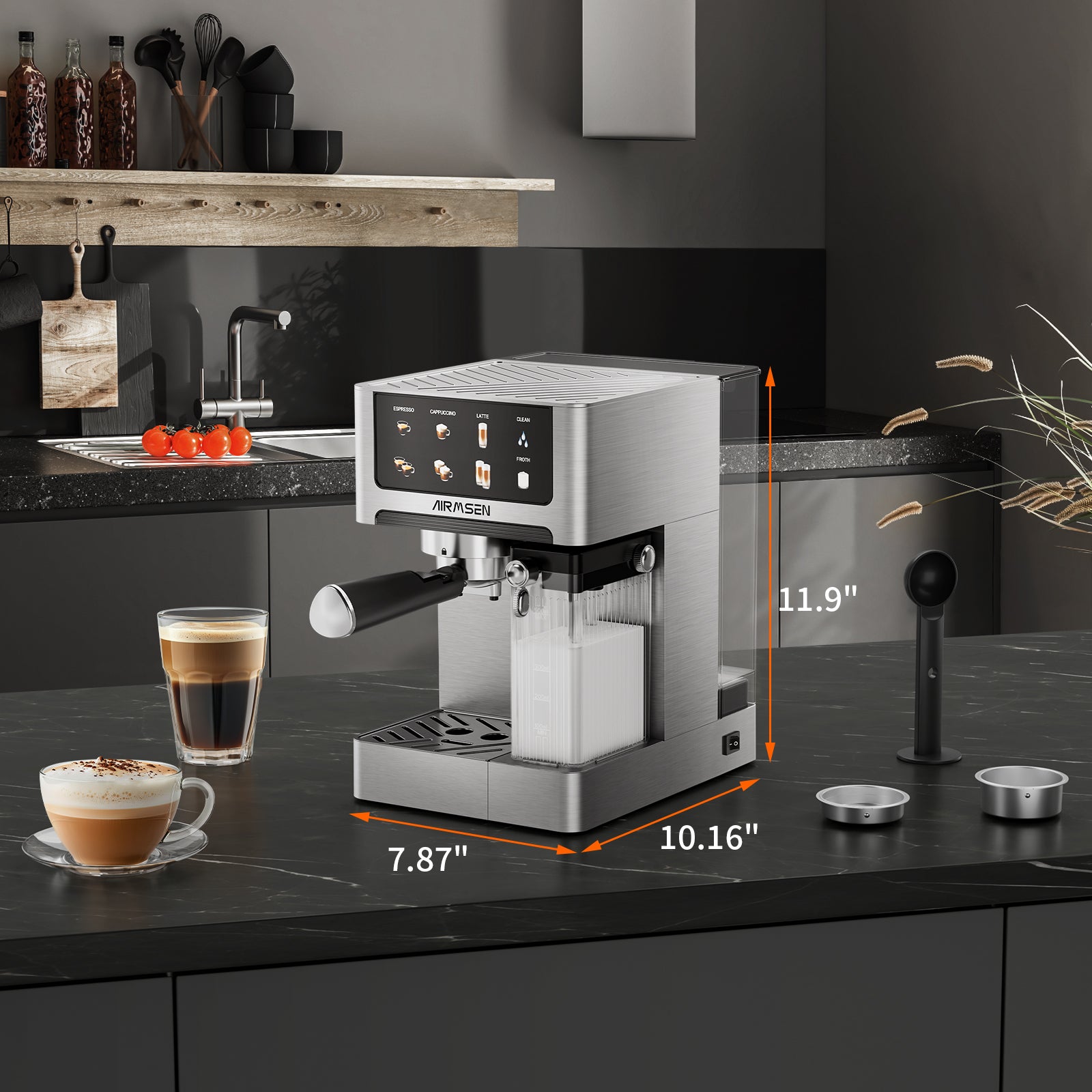 Premium Espresso Machine with 20 Bar Pressure & Color Touchscreen - Automatic Milk Frother for Cappuccino & Latte - Perfect for Home Baristas & Coffee Lovers