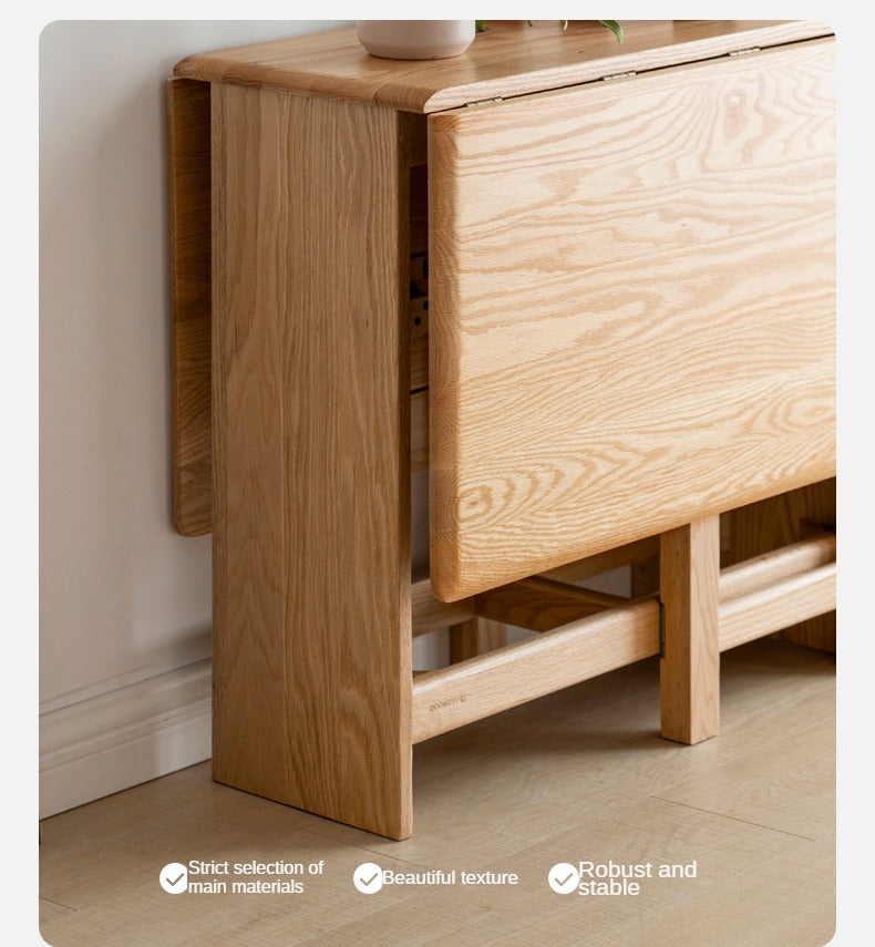 Solid Oak Folding Dining Table - Extendable Wooden Table for Small Spaces | Perfect for Apartments, Patios & Outdoor Entertaining