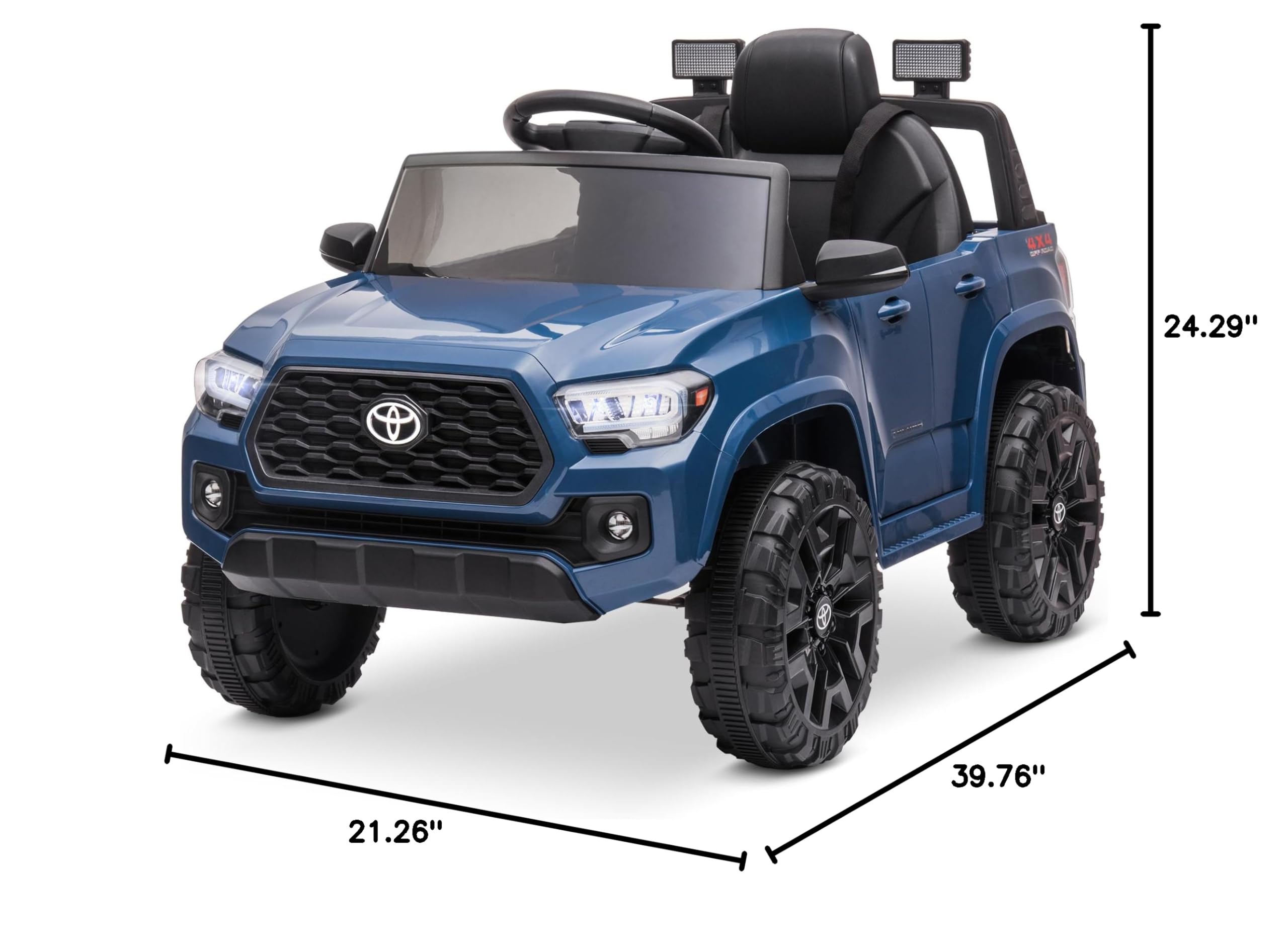 Kidzone 12V Licensed Toyota Tacoma Ride-On Truck - Electric Toy Car for Kids with Remote Control, 3 Speed Modes, MP3 Player, Horn & LED Lights - Blue | Perfect for Outdoor Play, Birthday Gifts & Pretend Driving Fun