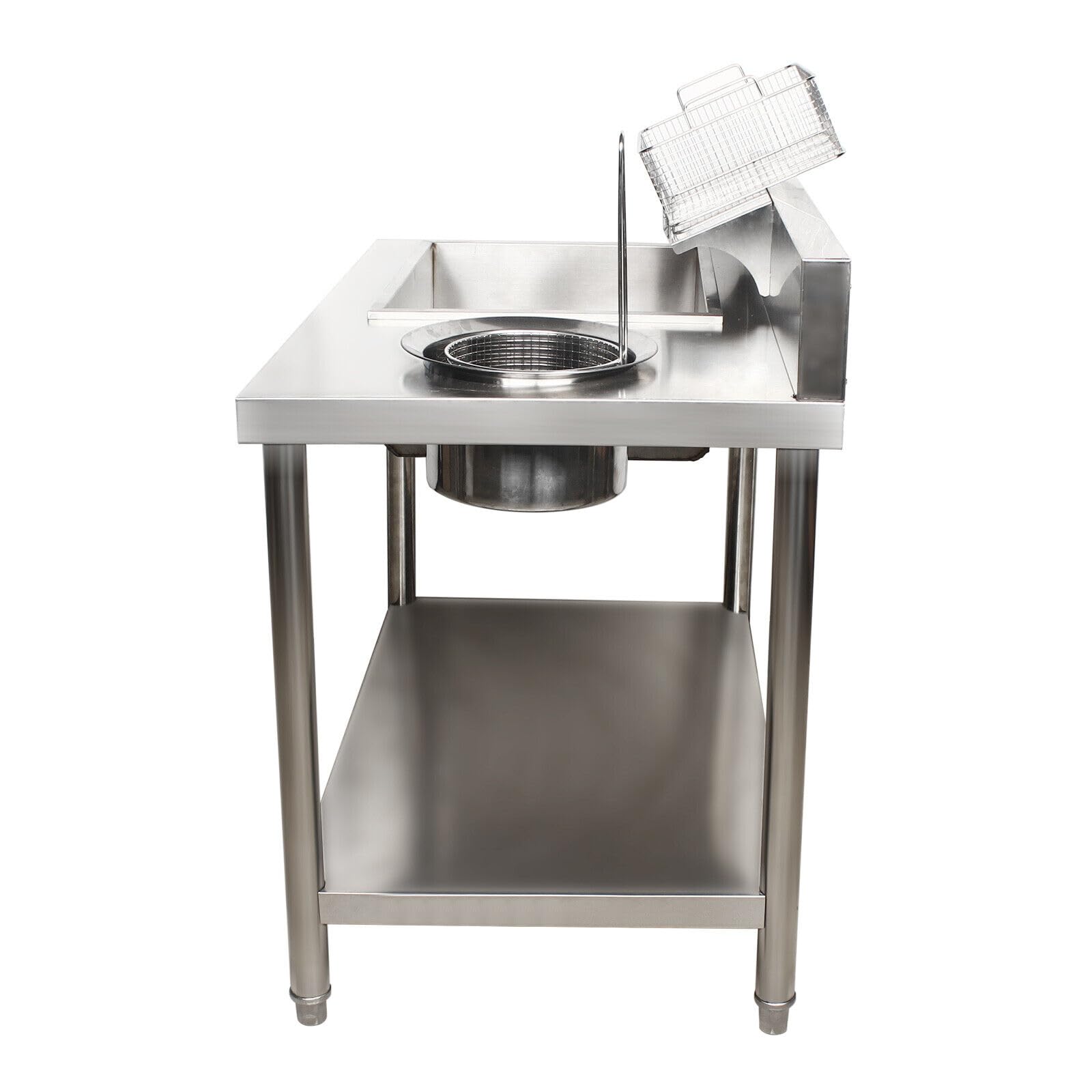 Commercial Stainless Steel Breading Table for Fried Food Preparation - Heavy Duty Restaurant Kitchen Station with Containers & Baskets - Perfect for Chicken, Fish, and Seafood Breading in Restaurants, Food Trucks, and Catering Businesses