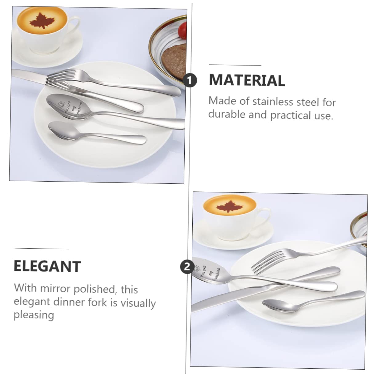 2 Pcs Romantic Engraved Stainless Steel Dessert Forks for Couples - Sweet Cross Design Reusable Tableware for Tea, Dinner & Special Occasions - Perfect for Anniversaries, Valentine's Day & Romantic Date Nights