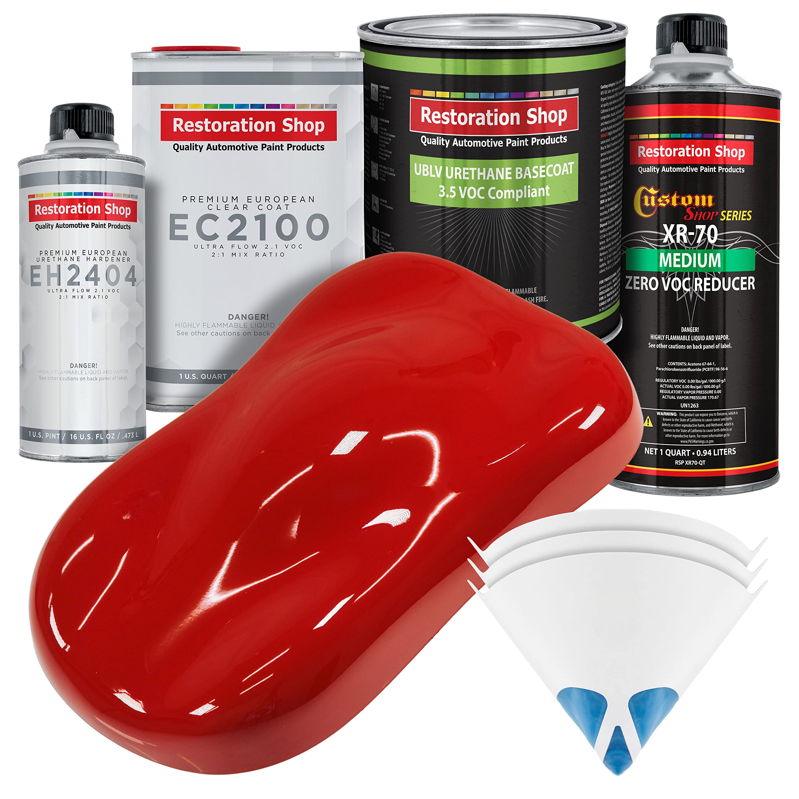 Restoration Shop - Graphic Red Low VOC Urethane Basecoat with European Clearcoat Auto Paint Kit (1 Quart) - Premium Automotive Coating for Cars, Trucks & Motorcycles - Perfect for DIY Restoration & Touch-Up Projects