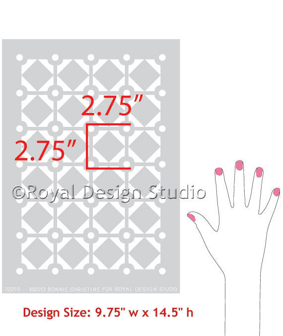 Diamonds & Dots Furniture Stencil - Reusable DIY Painting Template for Wood, Walls & Fabric - Perfect for Home Decor, Crafts & Furniture Upcycling Projects