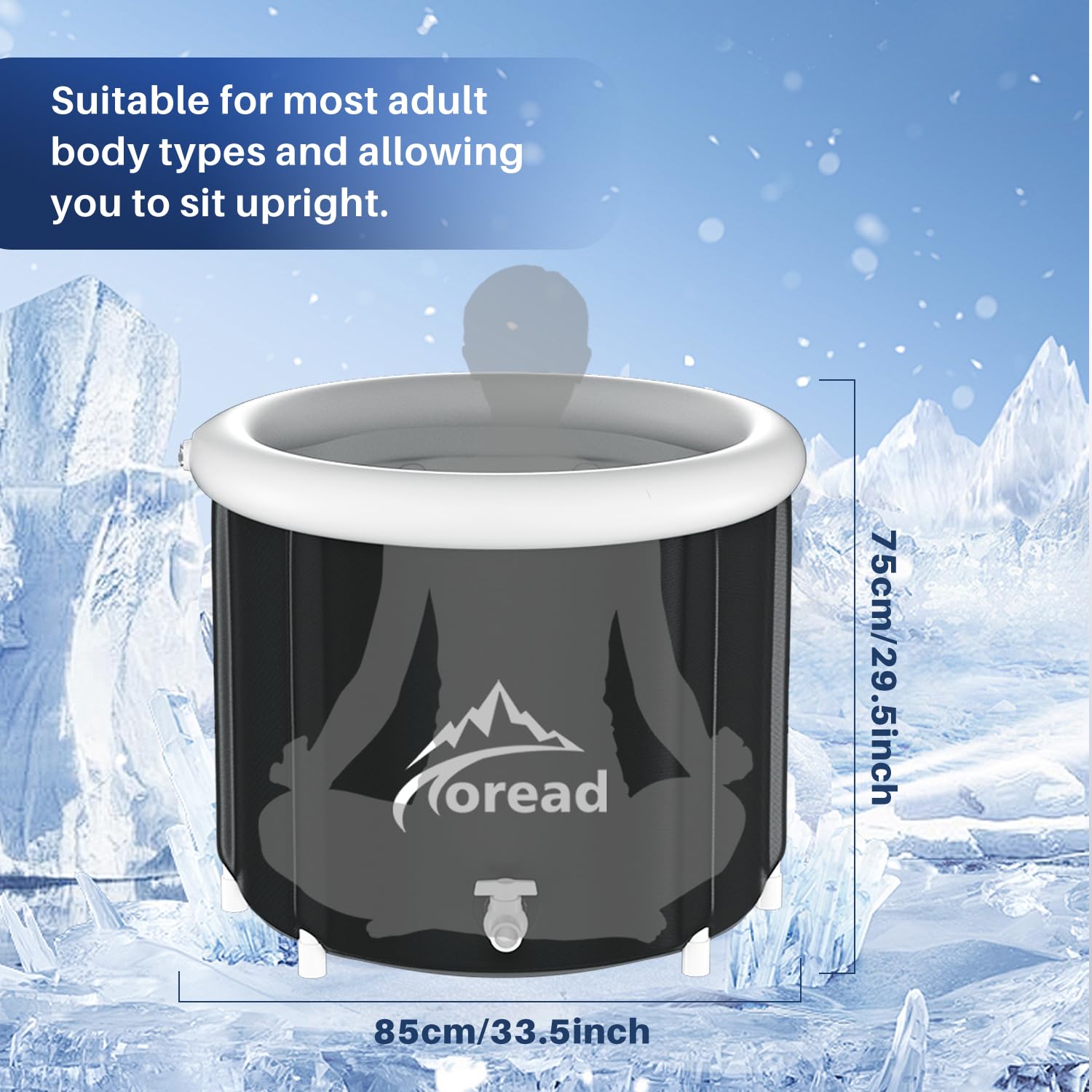 TOREAD 115 Gallon Portable Ice Bath Tub for Athletes – Inflatable Cold Plunge Tub with Cover for Muscle Recovery & Therapy | Multi-Layered Design for Outdoor & Indoor Use | Perfect for Post-Workout, Cryotherapy & Hydrotherapy Sessions