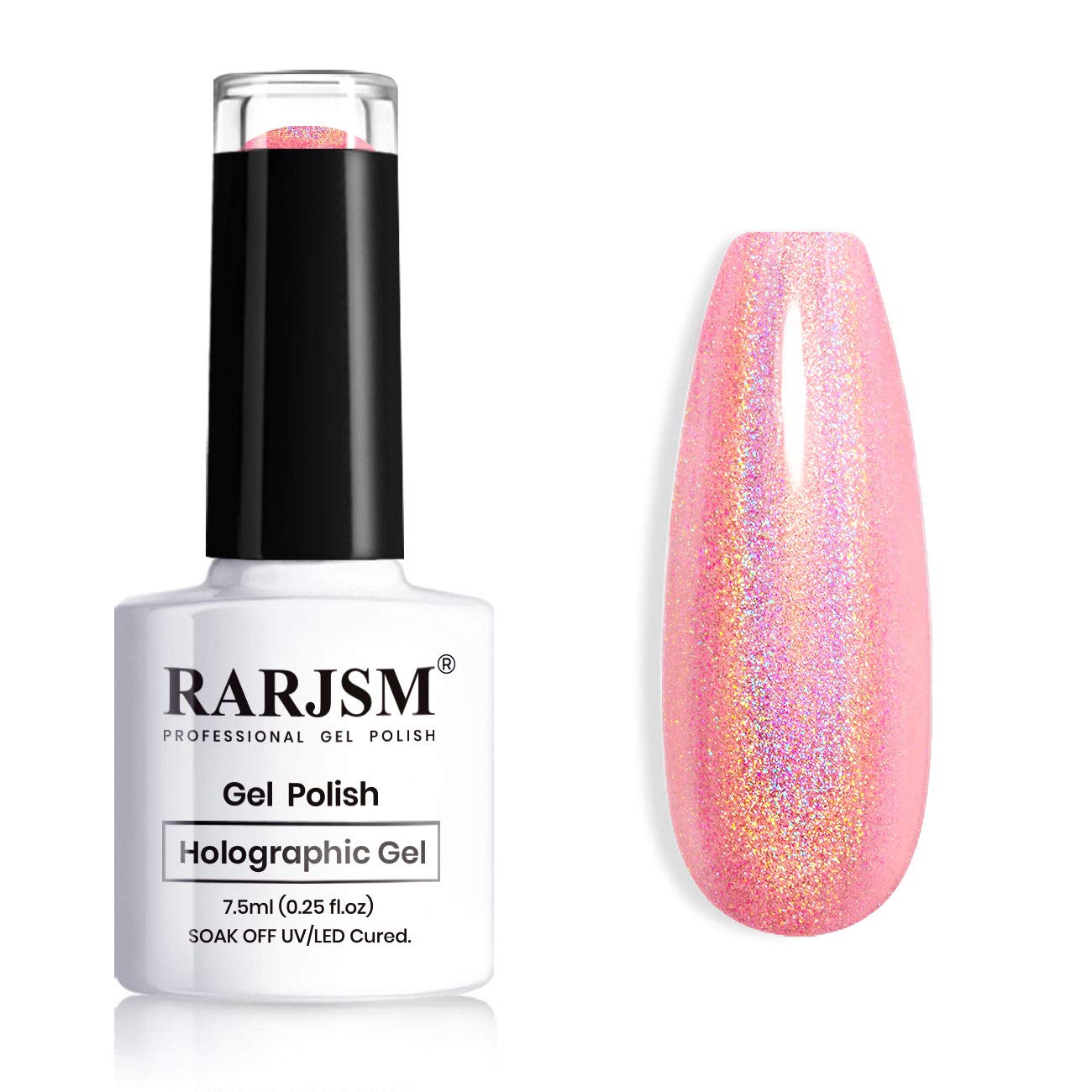 Holographic Glitter Pink Nail Polish - 7.5ml Sparkling Gel Polish for Salon & DIY Nail Art | LED Lamp Required | Long-Lasting Glossy Finish | Perfect for Parties, Weddings & Special Occasions
