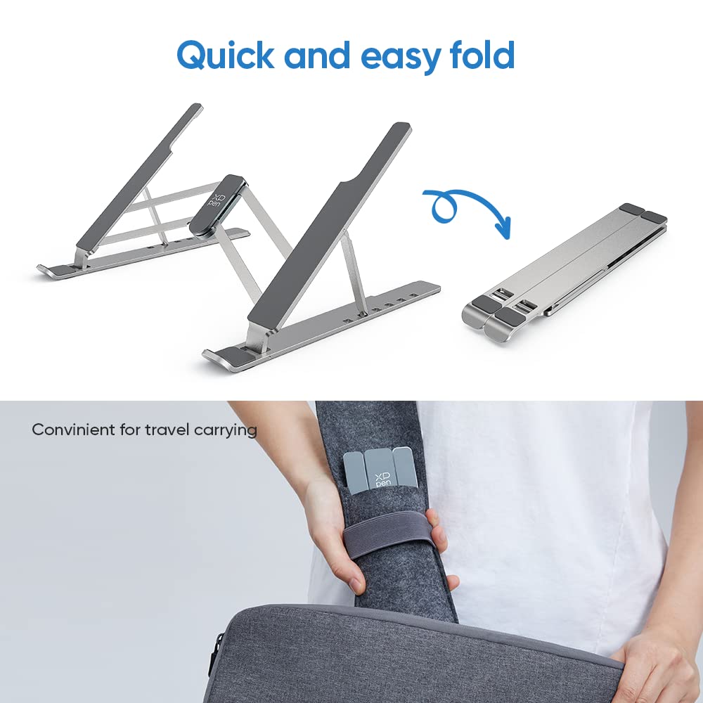 XPPen Adjustable Aluminum Drawing Tablet Stand - Portable Silver Holder for 10-15.6