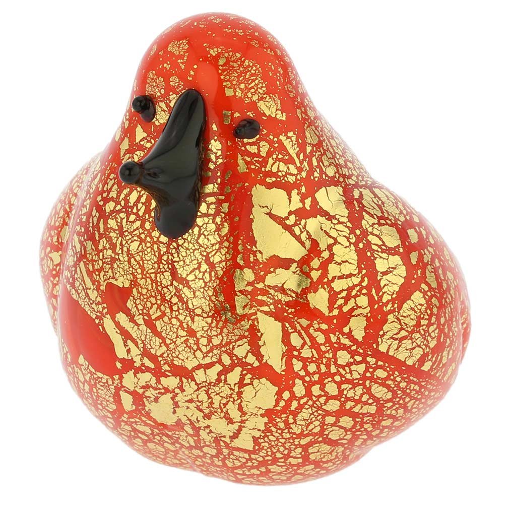 Authentic Murano Glass Bird Figurine - Handcrafted in Venice, Italy - Vibrant Orange Decorative Collectible for Home & Office Décor