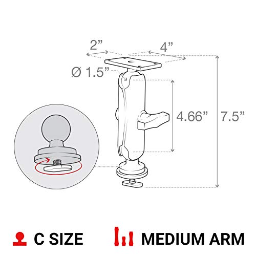 RAM MOUNTS Track Ball Mount for Humminbird Helix 7 RAM-202-24-354-TRA1U with Medium Arm | Compatible with RAM Tough-Track System | Perfect for Marine & Fishing Navigation