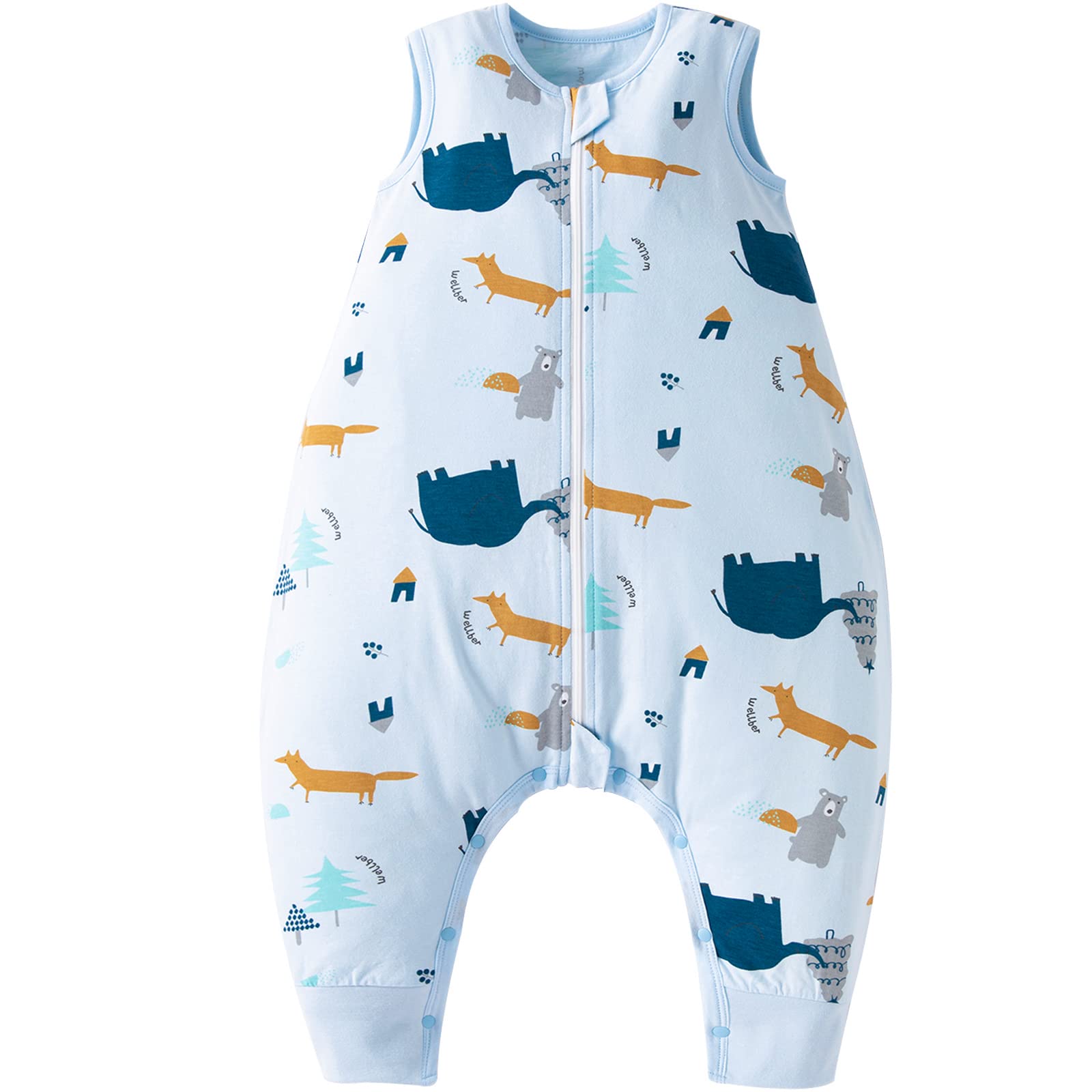 Duomiaomiao Cotton Baby Sleeping Sack with Feet - 0.5 TOG Summer Toddler Sleepwear for Boys & Girls | Breathable Walkers Sleep Bag for Nursery, Daycare & Home Use