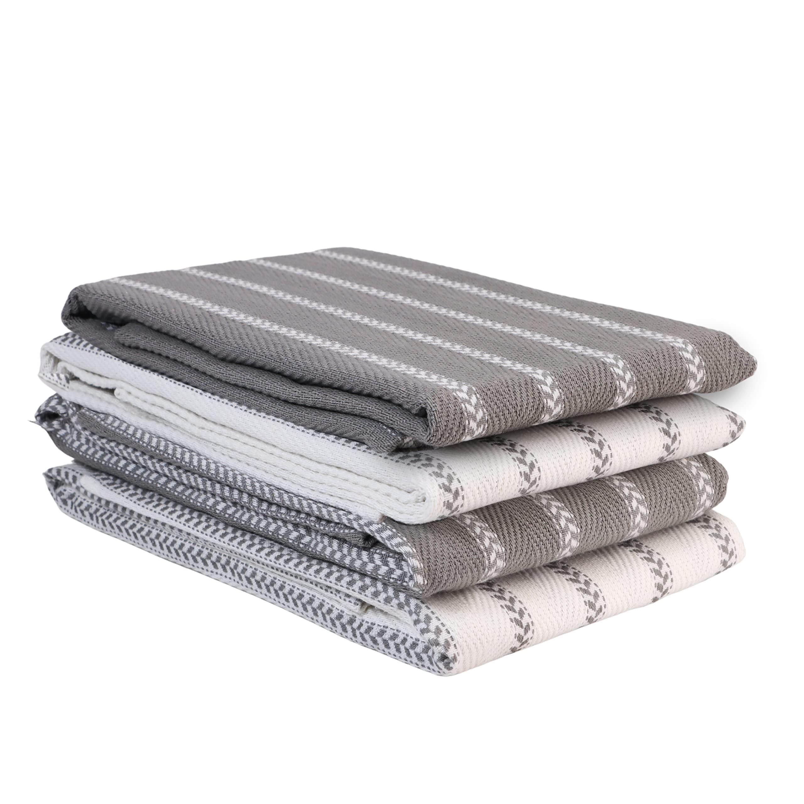 Premium 4-Pack Cotton Kitchen Towels Set - Super Absorbent & Quick Drying Dish Cloths (18