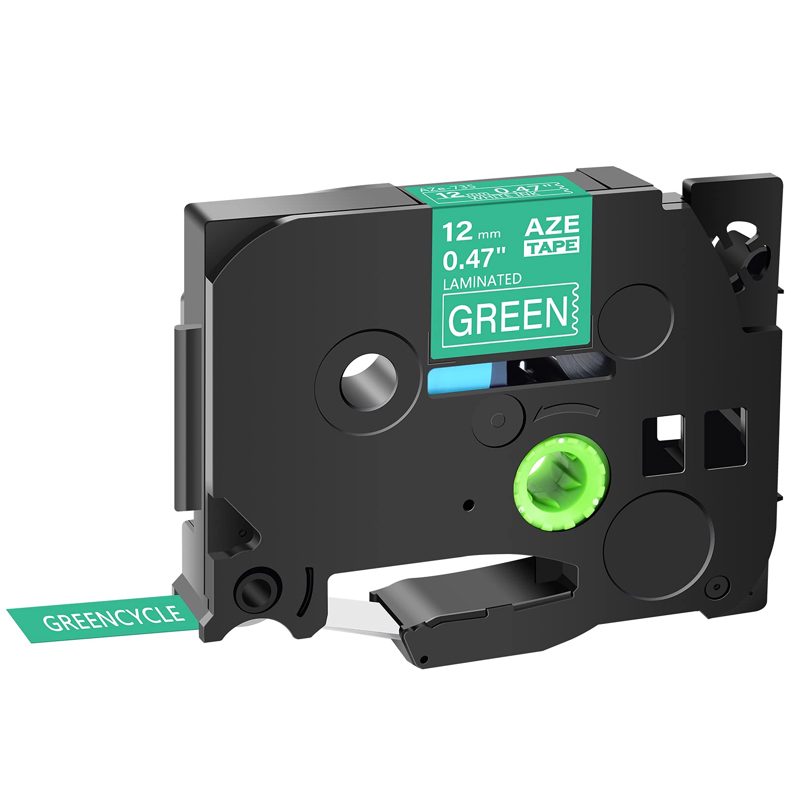 GREENCYCLE Compatible Brother TZe-735 TZ735 Label Tape - 12mm (0.47 Inch) White on Green Laminated AZE Tape - 30 Pack for PTD210, D200, D400AD, D600, PT-H100, PTH110, PT1290, PT-1230PC, PTP700BT - Perfect for Office Labeling, File Organization & Barcode Printing