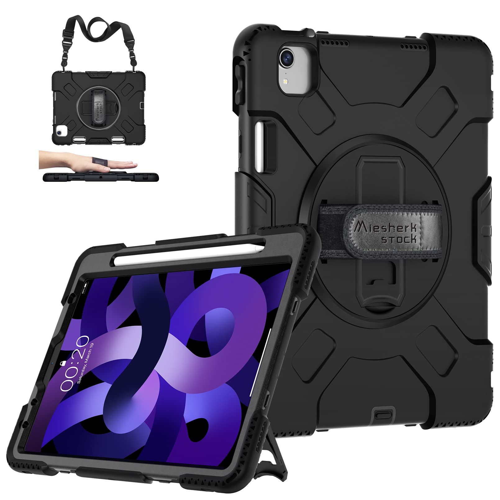 2-Pack iPad Air 5th/4th Gen 10.9-inch Protective Case Set - Black & Pink | Slim Fit, Shockproof Cover for iPad Air 5/4 (2022/2020 Model) | Perfect for Work, School & Travel Protection