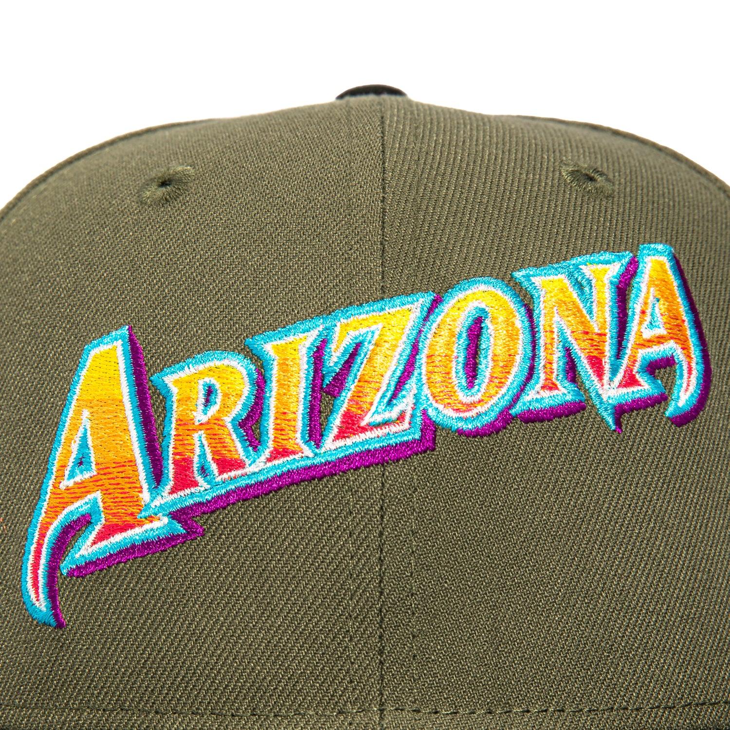 New Era 59Fifty Arizona Diamondbacks Gradient Script Baseball Cap - Olive & Black Hat for Men, Women | Official MLB Licensed Snapback for Sports Fans, Outdoor Activities & Casual Wear
