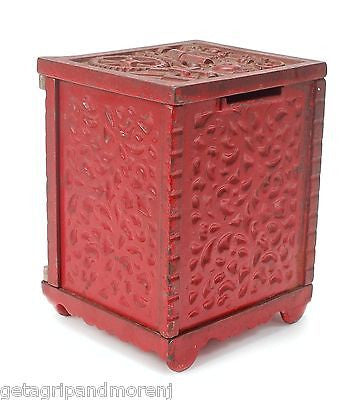 1900 Kenton Cast Iron Bank of Industry Safe - Rare Antique Red Piggy Bank in Excellent Condition | Vintage Coin Bank for Collectors & Home Decor