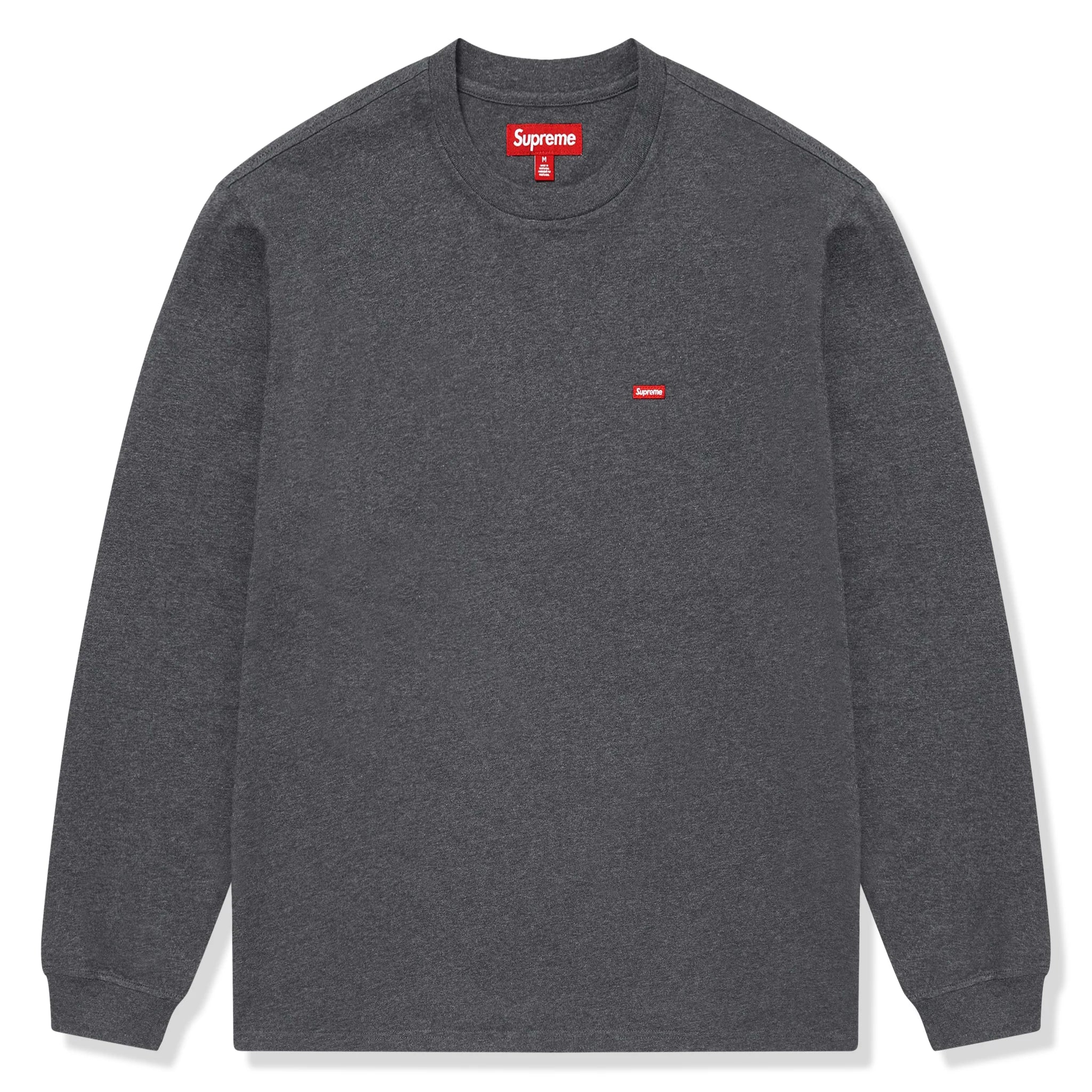 Supreme Small Box Logo Long Sleeve Charcoal T-Shirt - Men's Streetwear Fashion for Casual Wear & Urban Style
