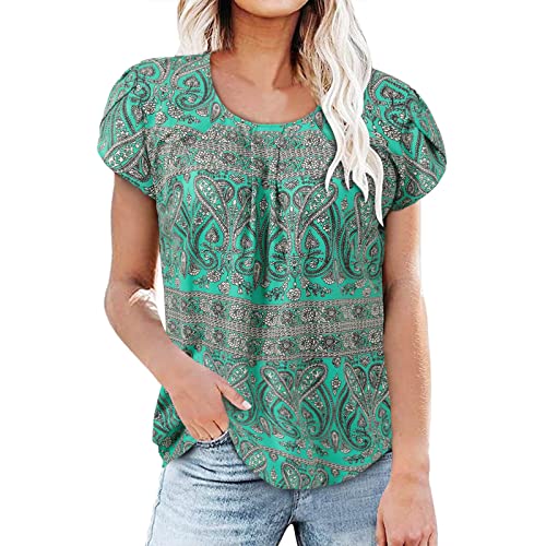 Women's Summer Tops 2023 - Flowy Tunic Blouse with Short Sleeves, Casual & Dressy, Belly-Hiding Design | Perfect for Beach Outings, Office Wear & Summer Vacations