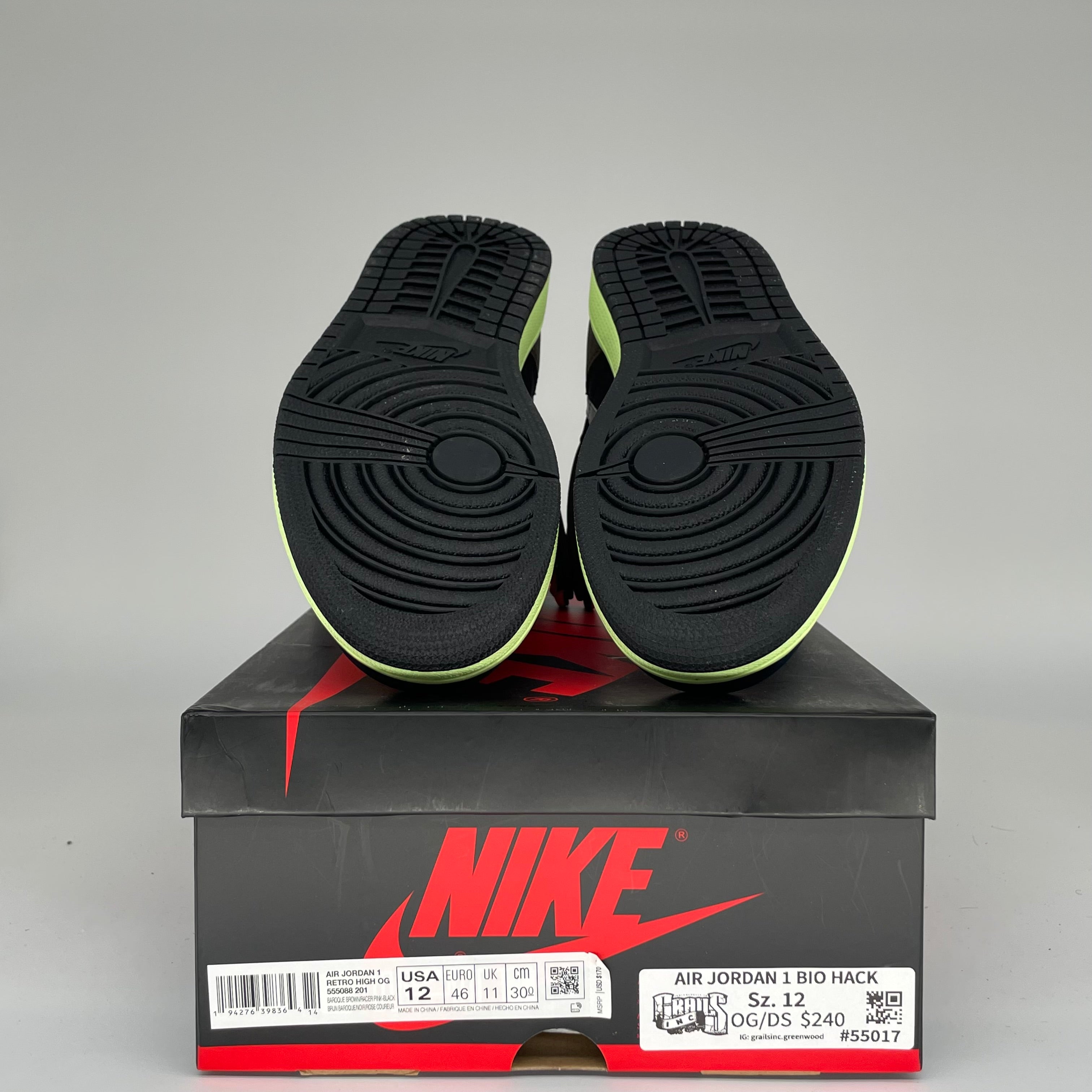 AIR JORDAN 1 BIO HACK Sneakers Men's Size 12 - 555088-201 Retro High OG Basketball Shoes for Streetwear & Casual Outfits