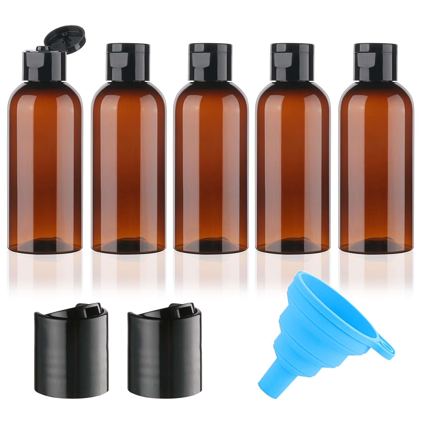 5-Pack 3.4 oz TSA Approved Leak Proof Travel Bottles with Flip Top Caps - Squeezable Plastic Containers for Shampoo, Lotion & Toiletries - Perfect for Air Travel, Gym & Vacation Essentials