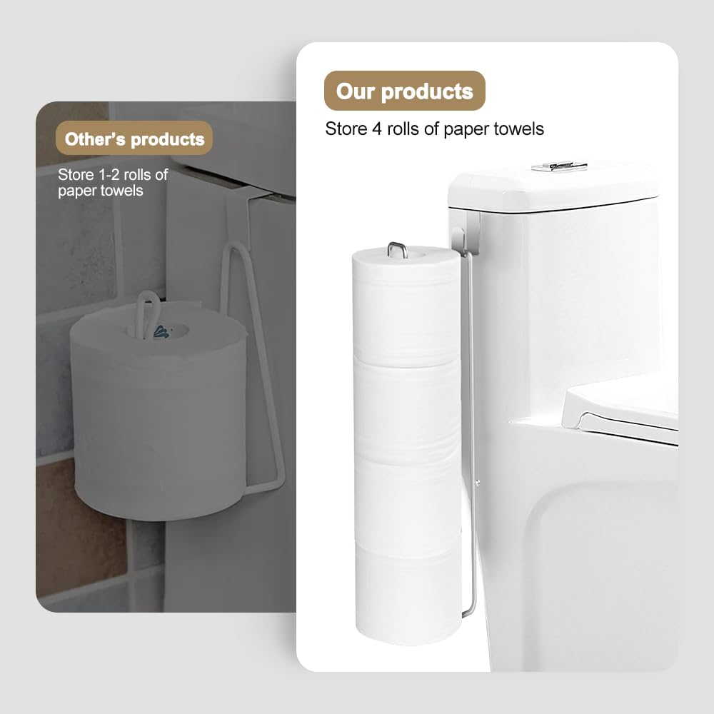 Over The Tank Toilet Paper Holder - Brushed Nickel Wall Mount Metal Tissue Roll Dispenser - Bathroom Storage Organizer with Adhesive Backing (1 Pack) - Perfect for Small Bathrooms, RVs & Space-Saving Solutions
