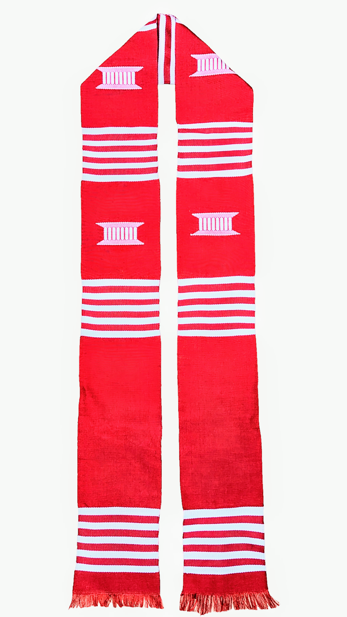 Customizable Red and White Handwoven Kente Sash by Dupsie - DPS253CZ - Perfect for Weddings, Graduations, and Cultural Celebrations