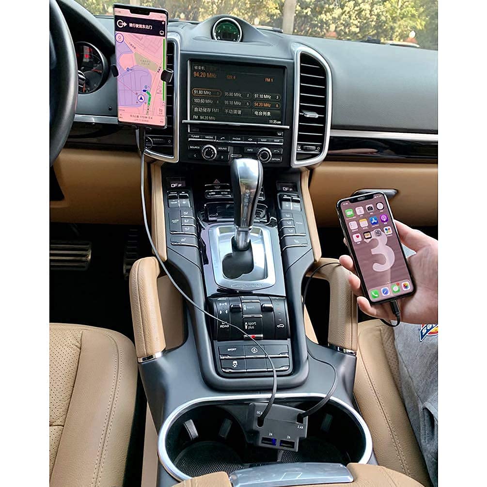 Fast Charging 47W Retractable Car Charger with 2 USB Ports & 3Ft Cables - Compatible with iPhone 15/14/13, Samsung Galaxy, Android Phones - Perfect for Road Trips & Daily Commute