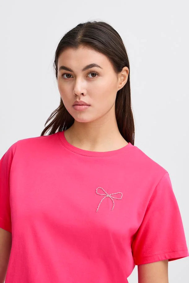Hanna Women's Casual T-Shirt - Soft Cotton Short Sleeve Tee in Pink Yarrow | Perfect for Everyday Wear, Weekend Outfits & Summer Fashion
