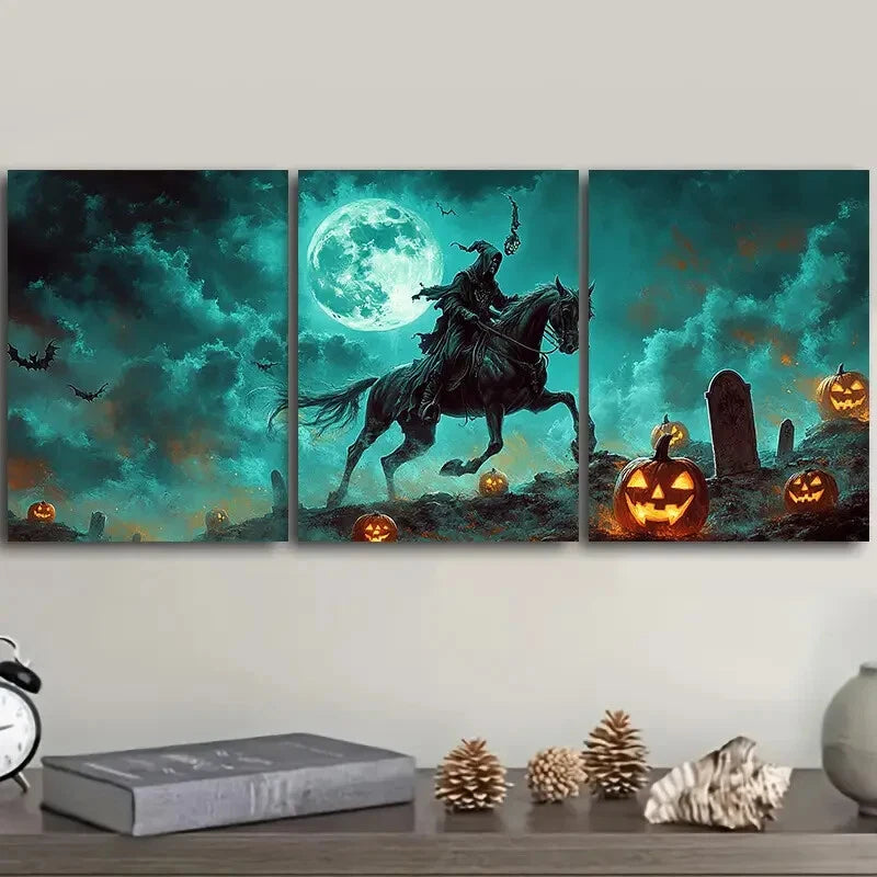 3-Piece Death Rides on His Horse Moonlight Wall Art Set - 40x60cm Framed Canvas Prints | High-Quality Australian Made | Ready to Hang | Perfect for Living Room, Bedroom & Office Decor