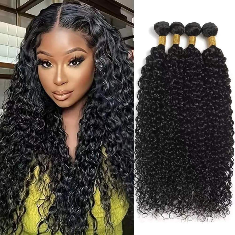 10A Brazilian Water Wave Human Hair Bundles - 4 Pcs 22 24 26 28 Inches 100% Unprocessed Virgin Hair Extensions for Natural Wet & Wavy Look | Perfect for Daily Wear, Parties & Special Occasions
