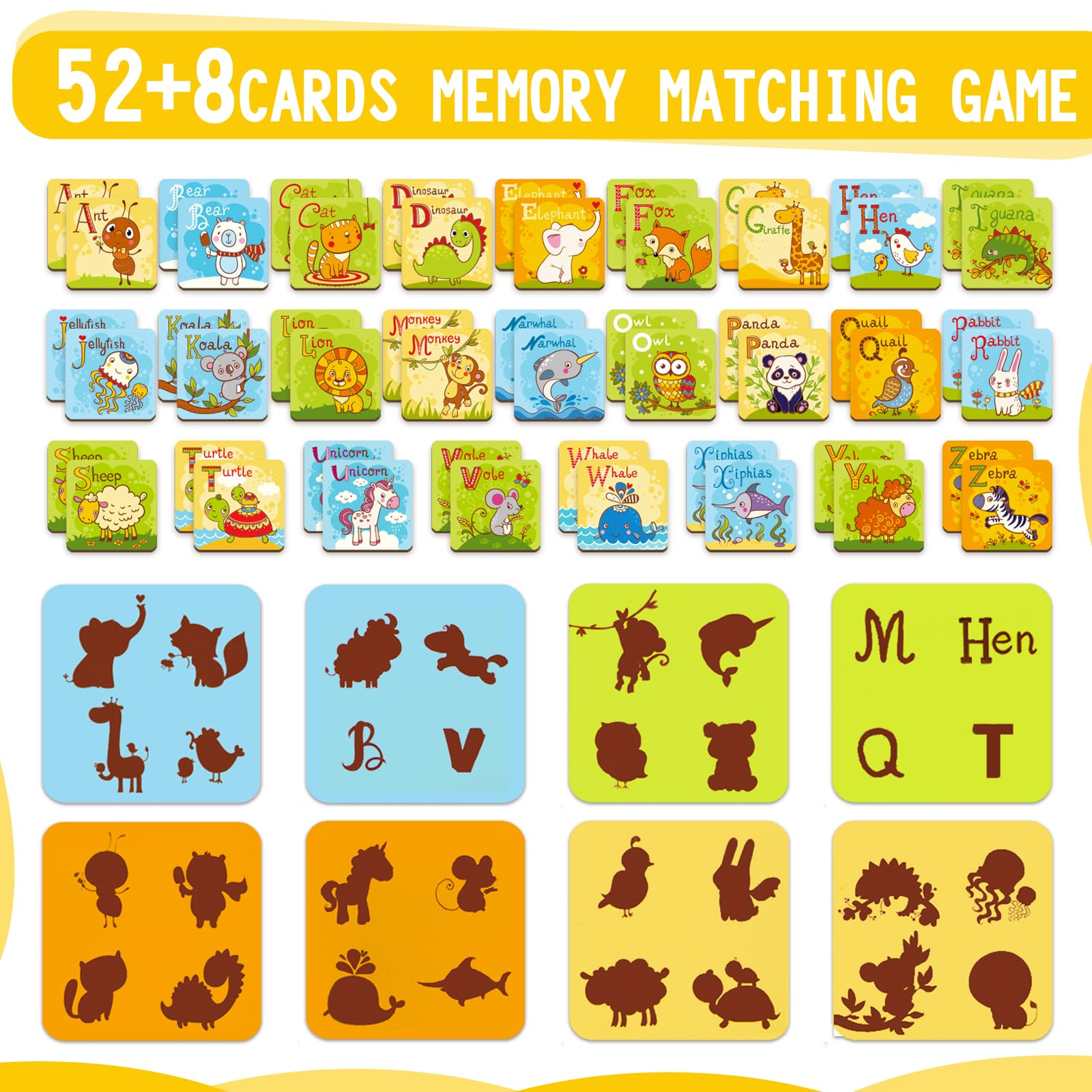ABC Learning Memory Game for Toddlers - Animal Letter Matching Flash Cards, Educational Preschool Toys for Boys & Girls Ages 4-8 - Perfect for Classroom Activities, Homeschooling & Family Game Night
