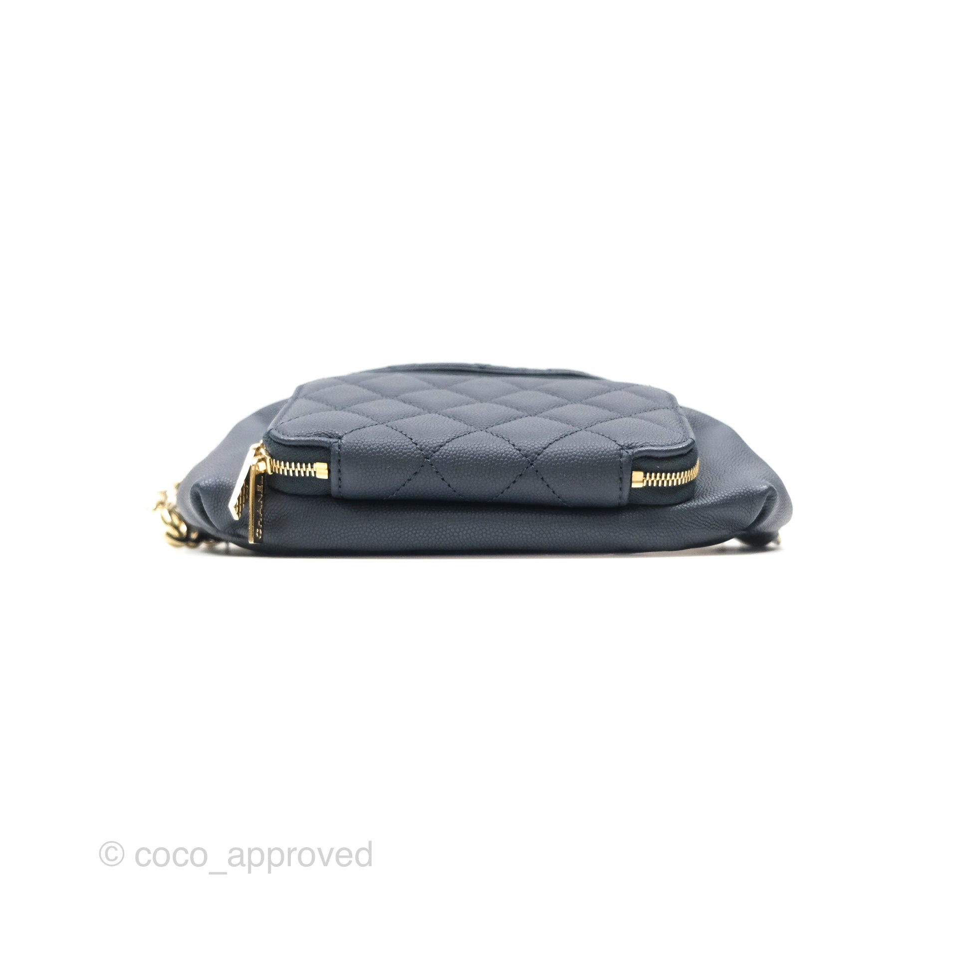 Chanel Business Affinity Waist Belt Bag in Navy Caviar Leather with Gold Hardware - Perfect for Work, Travel & Evening Events