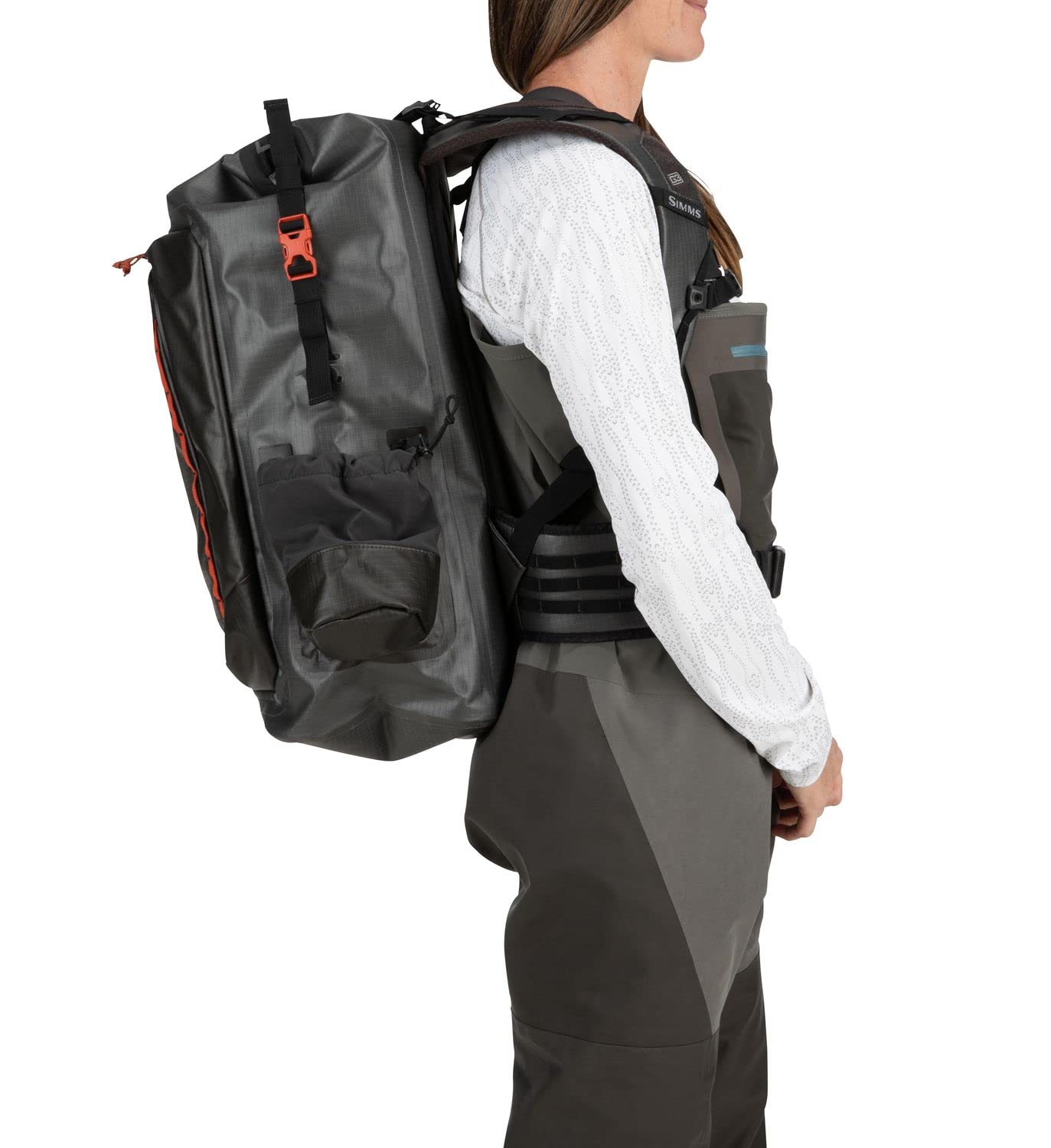 **Simms Dry Creek Waterproof Roll Top Backpack - Lightweight & Durable Hiking, Fishing & Outdoor Gear (Black) - Perfect for Camping, Travel & Wet Weather Adventures**