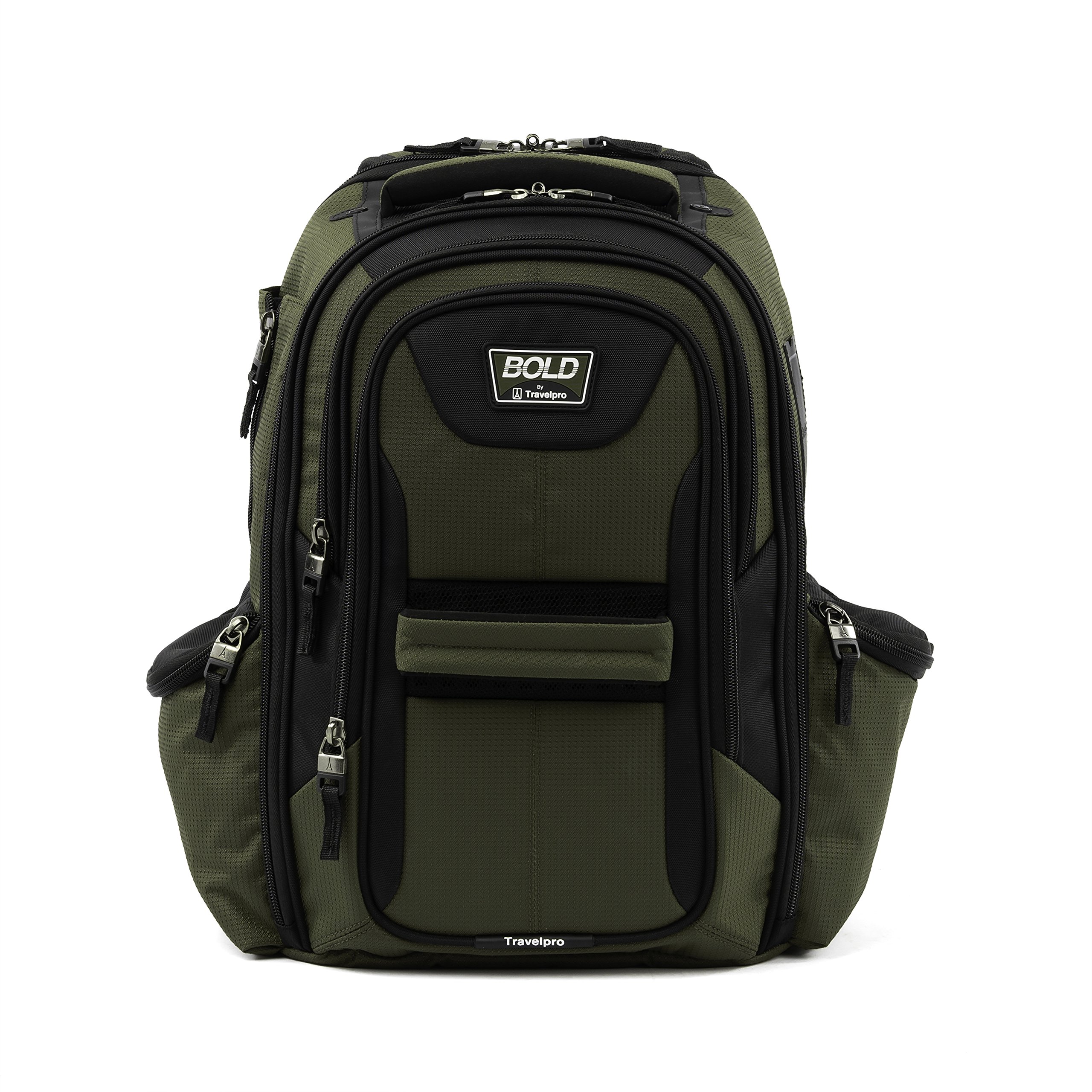 Travelpro Bold Lightweight Laptop Backpack for Men & Women - 17 Inch Laptop Compartment, Olive Green/Black, Water Resistant Business Travel Backpack - Perfect for Commuting, Airplane Carry On & Office Use