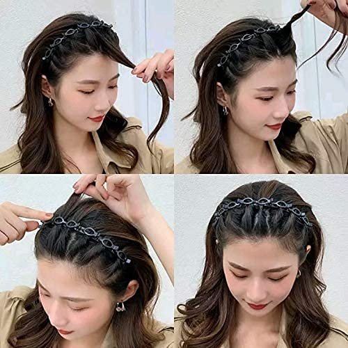 4 Pcs Twist Hairband Set - Alligator Hair Clips with Teeth Comb for Thin or Thick Hair | Korean Style Barrettes for Girls & Women (Black) | Perfect for Braiding, Updos & Everyday Hairstyles