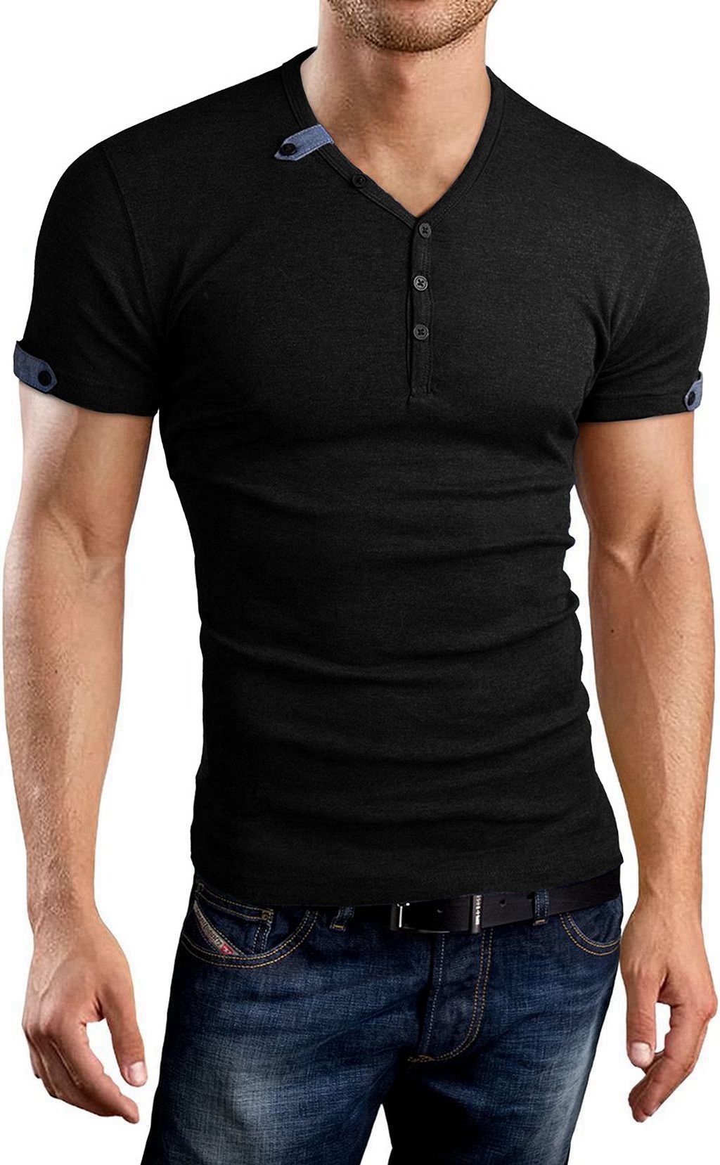 Aiyino Men's Casual V-Neck Button Cuffs Cardigan Short & Long Sleeve T-Shirts | Comfortable Knit Sweater for Everyday Wear, Office & Date Night Outfits