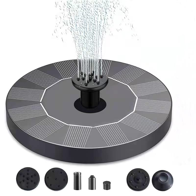 Solar Powered Water Pump for Outdoor Fountains - 7 Nozzle Solar Fountain Pump Kit with Full Solar Panel - Ideal for Bird Baths, Ponds, Gardens, Backyards, Pools & Fish Tanks (6.3 Inch) - Perfect for Enhancing Your Outdoor Decor and Attracting Wildlife